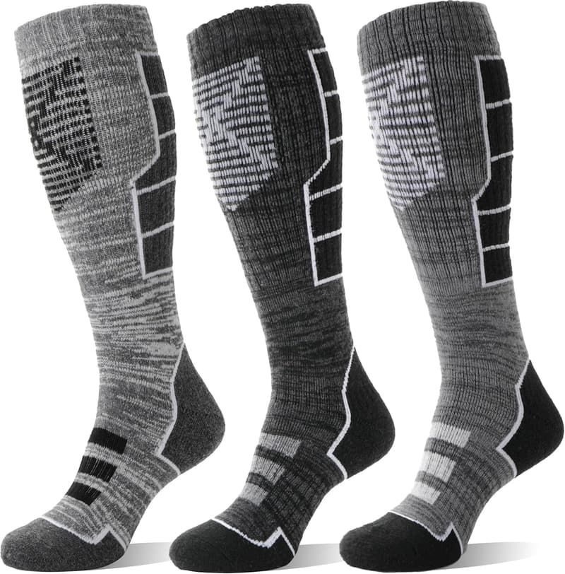 Unisex Merino Wool Knee High Ski Socks - 3 Pairs