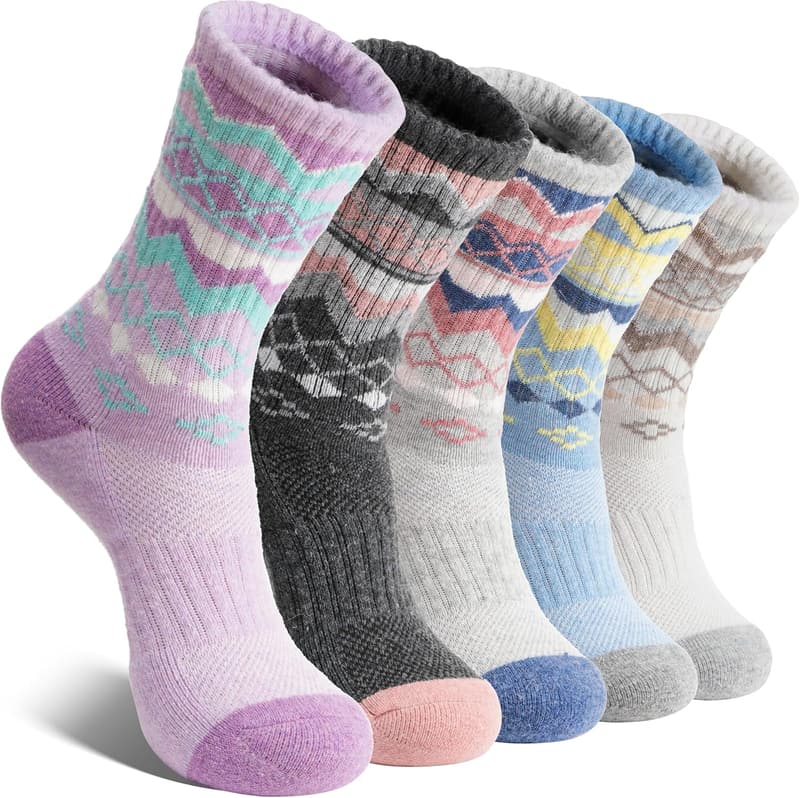 Warm Merino Wool Hiking Socks for Women - 5 Pairs