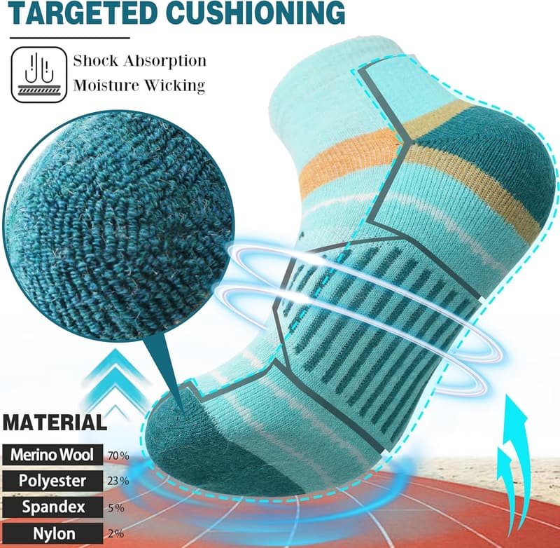 Merino Wool Compression Ankle Socks for Hiking & Running