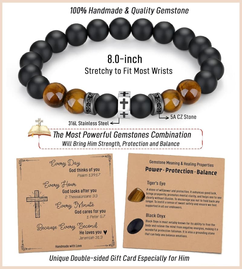 Christian Cross Bracelet for Men & Boys - Graduation Gift