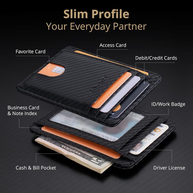 Slim RFID Blocking Leather Wallet for Men and Women