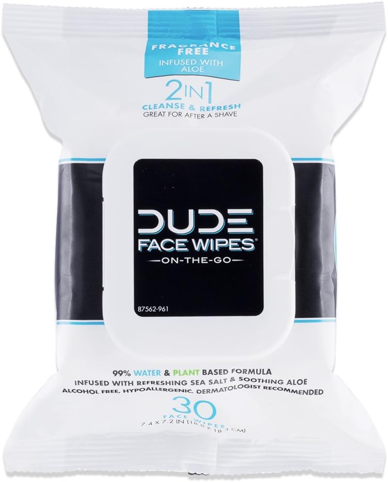 Hypoallergenic Unscented Cleansing Wipes for Men - 30 Pack
