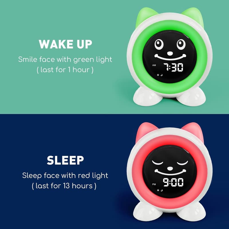 Toddler Sleep Training Alarm Clock with Night Light & Timer