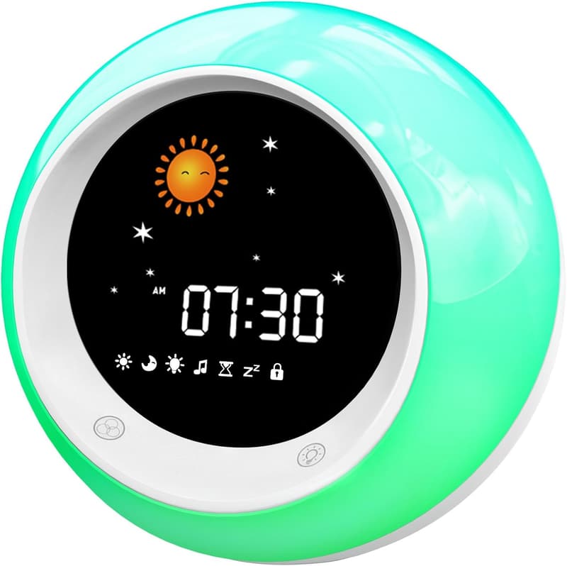 Kids' Sun & Moon Rise Alarm Clock with Sleep Trainer and Sound Machine