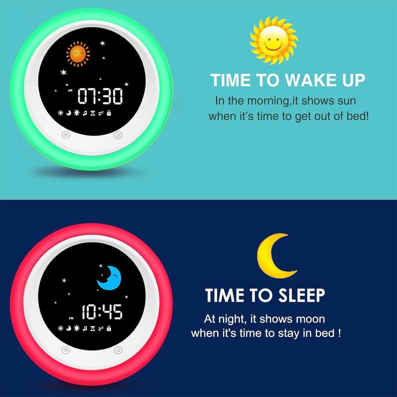 Kids' Sun & Moon Rise Alarm Clock with Sleep Trainer and Sound Machine