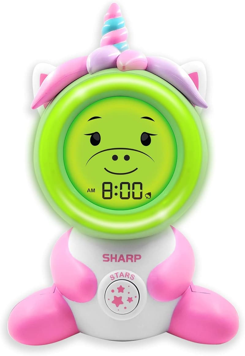 Unicorn Sleep Trainer Alarm Clock for Kids – Pink & White