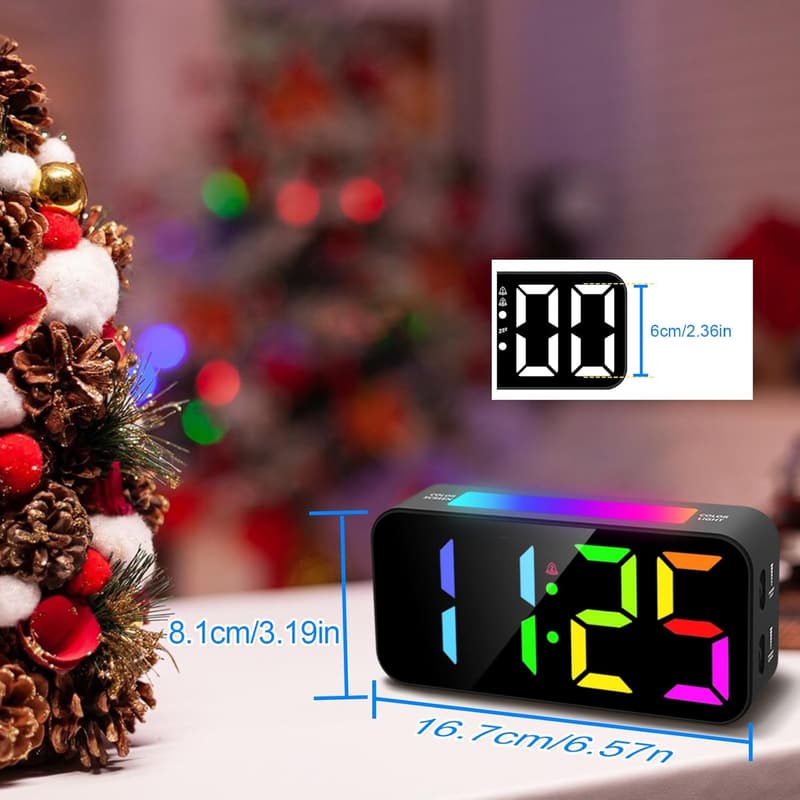 Digital Alarm Clock for Heavy Sleepers - Large Display, Dual Alarm, Night Light
