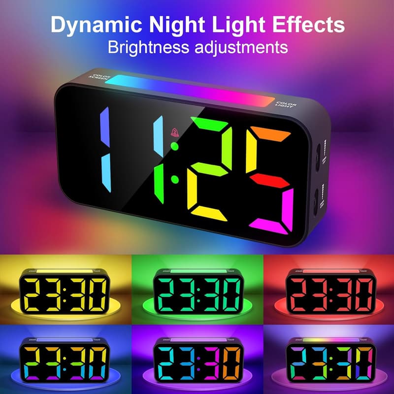 Digital Alarm Clock for Heavy Sleepers - Large Display, Dual Alarm, Night Light
