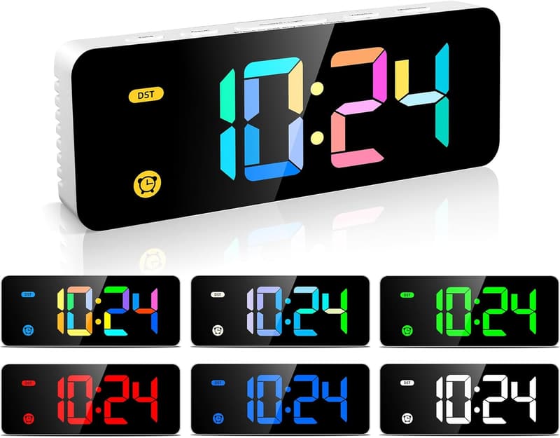 Kids' Digital Alarm Clock with 7 Colors & Dimmable Backlight