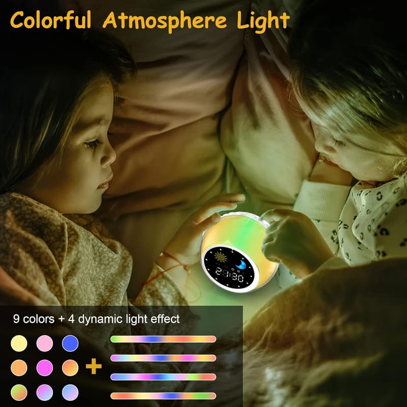 Kids Alarm Clock & Bluetooth Music Player with Sleep Sounds