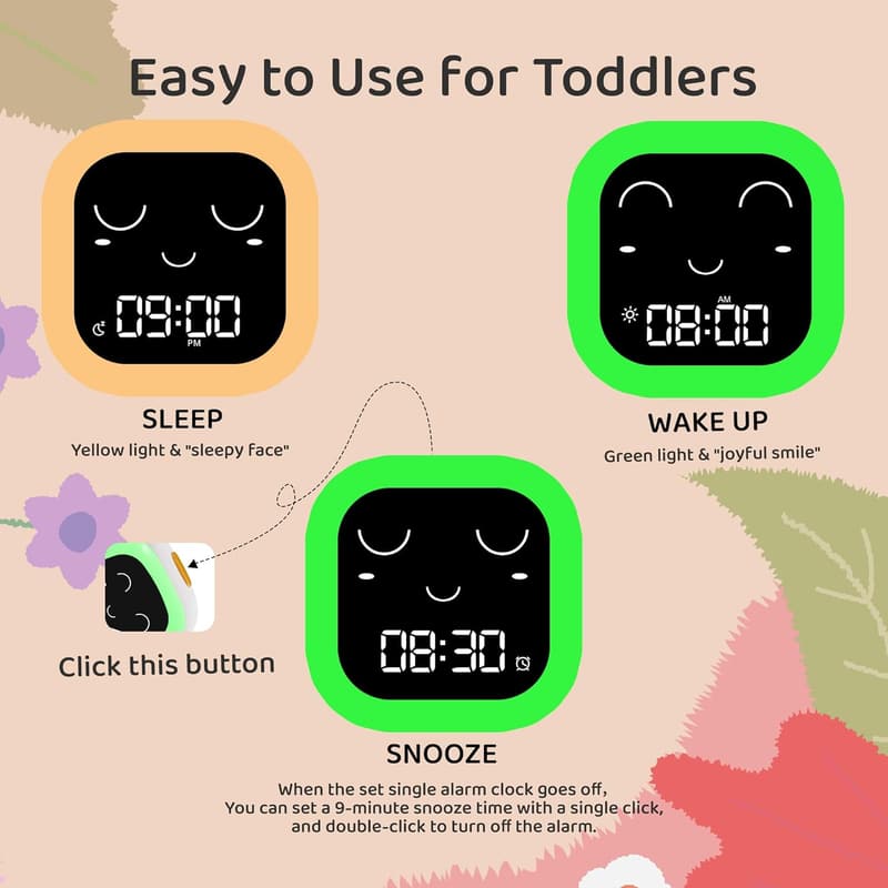 Kids' Sleep Training Alarm Clock with Night Light & Sound Machine