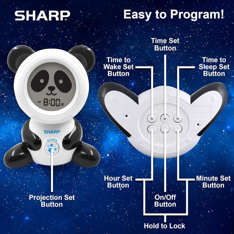 Kids' Alarm Clock with Color Changing Projection Nightlight