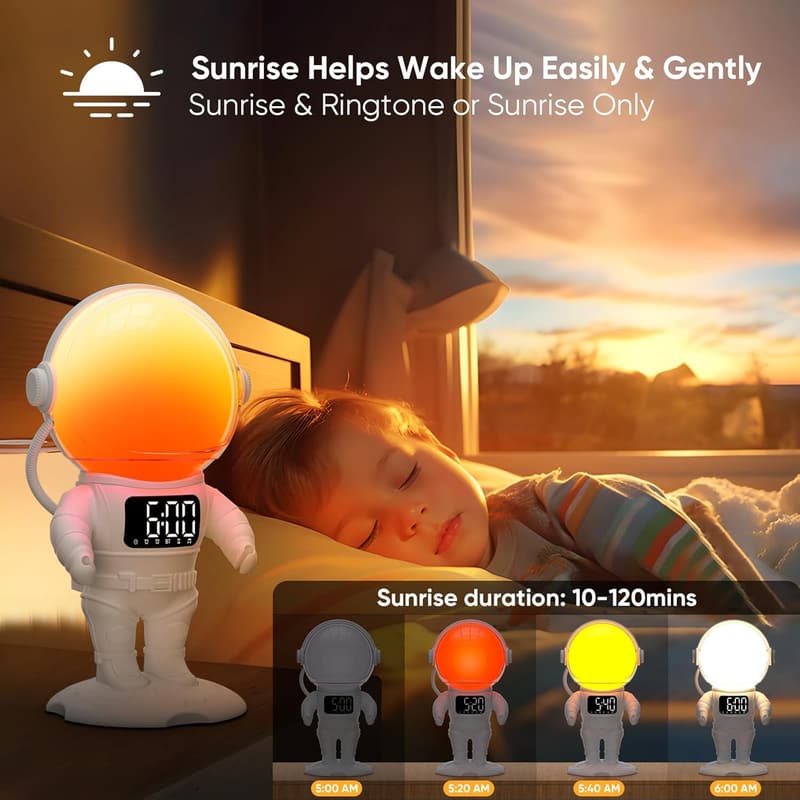 Astronaut Sunrise Alarm Clock with White Noise & Bluetooth