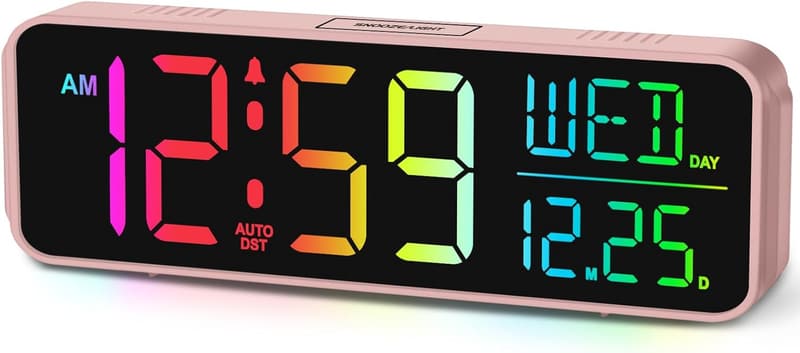 Kids Digital Alarm Clock with Large Display & RGB Colors