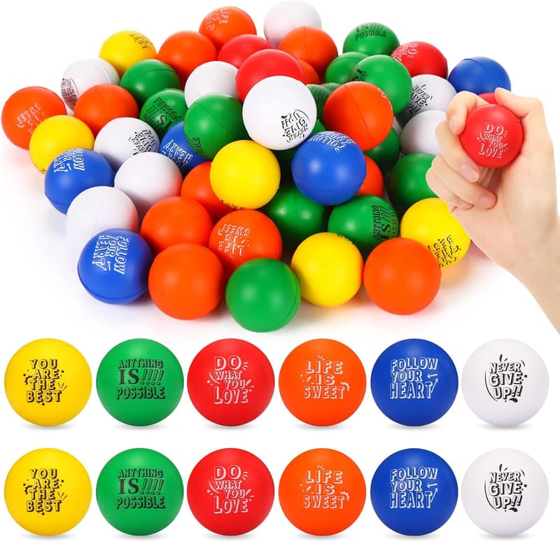 Motivational Stress Balls - 200 Pack Colorful Foam Squeeze Balls
