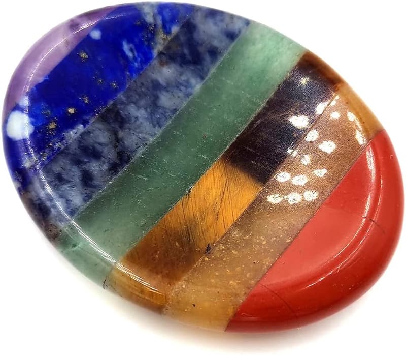 Chakra Healing Worry Stone with 7 Crystals for Meditation