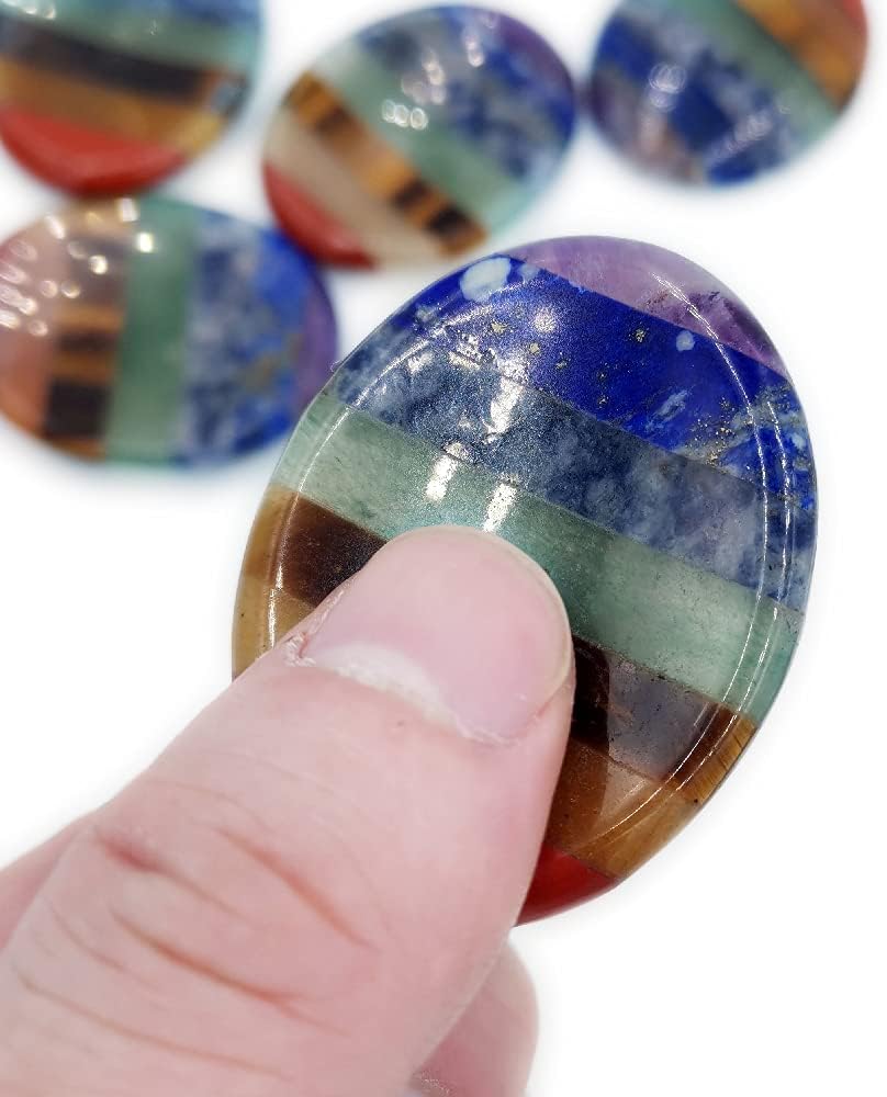 Chakra Healing Worry Stone with 7 Crystals for Meditation