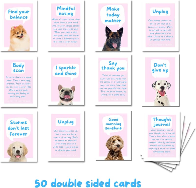Self-Esteem Affirmation Cards for Anxiety Relief (50 Cards)