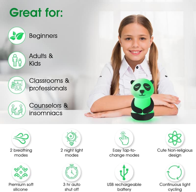 Calm Collective Panda Breathing Trainer Light for Stress Relief