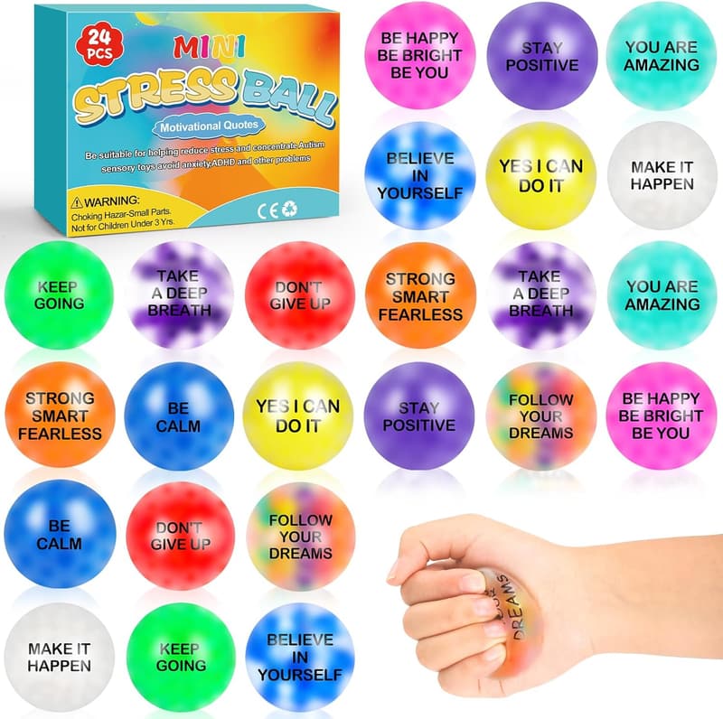 24 Pack Inspirational Stress Relief Balls for Adults