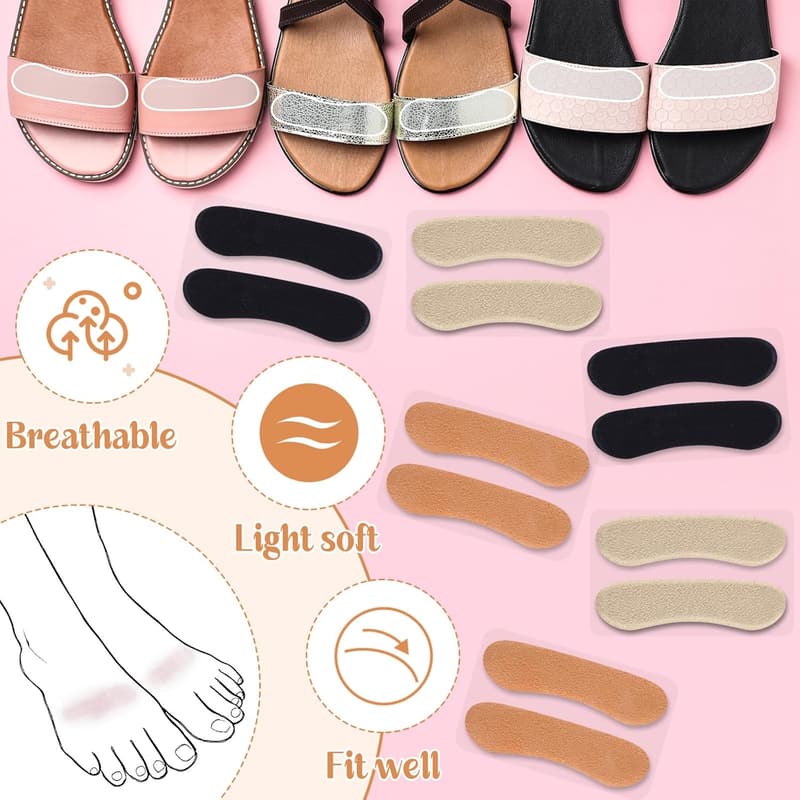 Sandal Grip Strips - 6 Pair Cushion Inserts for Loose Shoes