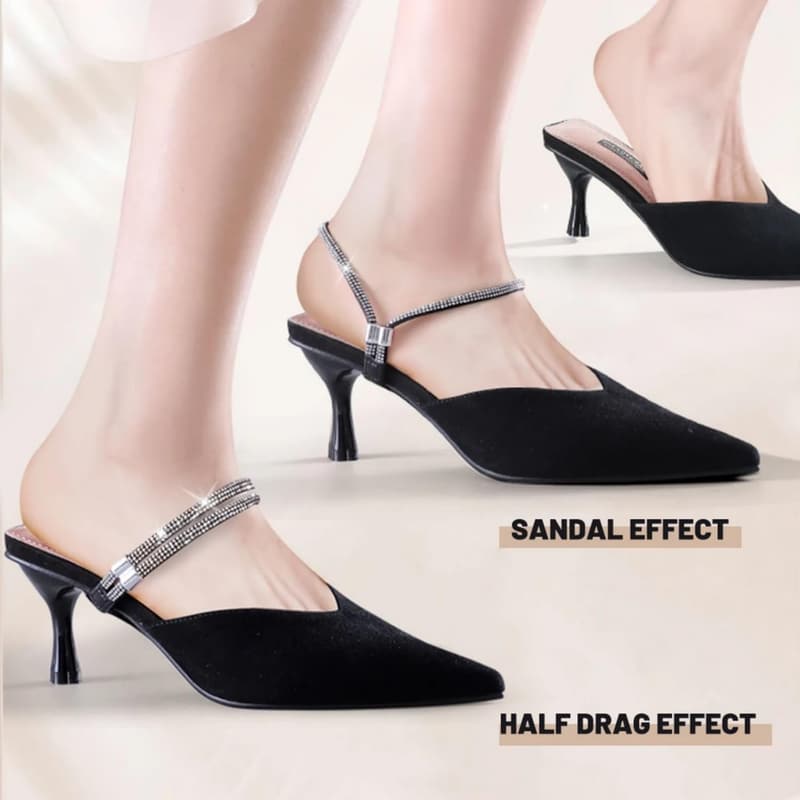 Rhinestone Elastic Shoe Clips for Heels (White & Gold)