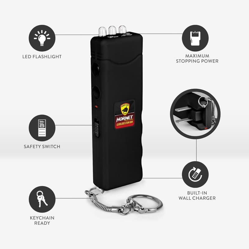 Women's Self-Defense Micro Stun Gun Keychain with Flashlight