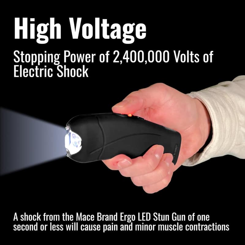 Rechargeable Mace Ergo Stun Gun with LED Flashlight