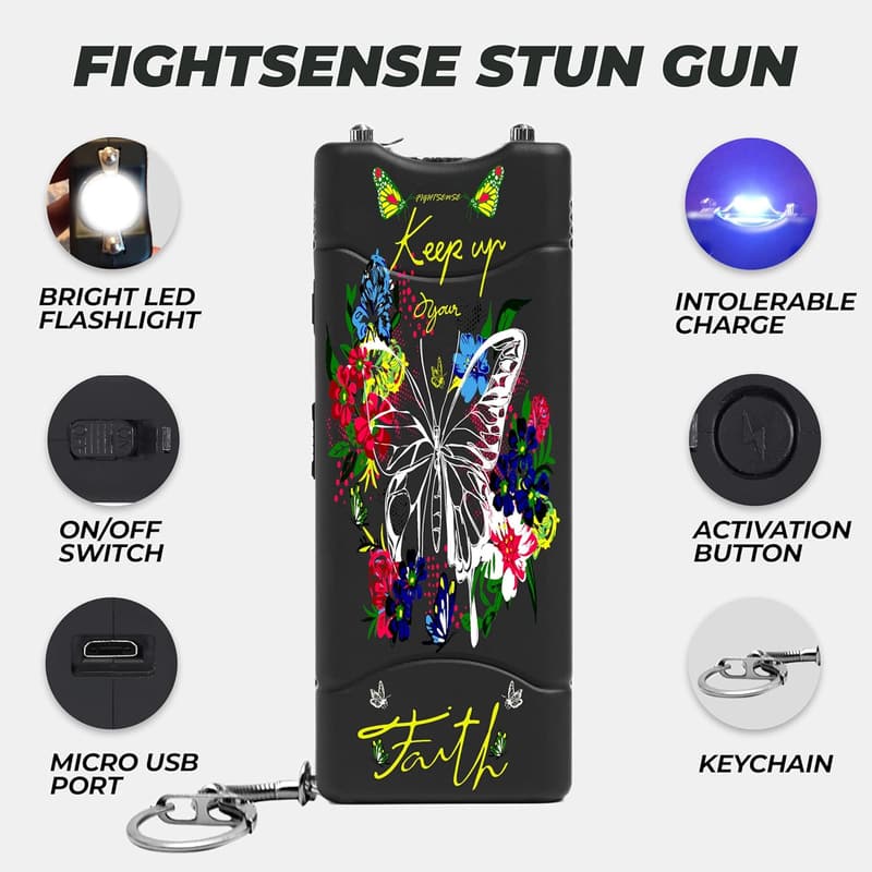 Rechargeable Keychain Stun Gun with Flashlight for Self-Defense