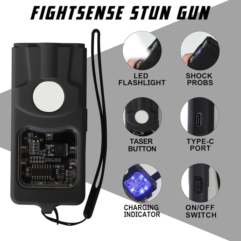 Rechargeable Flashlight Stun Gun for Women's Self Defense