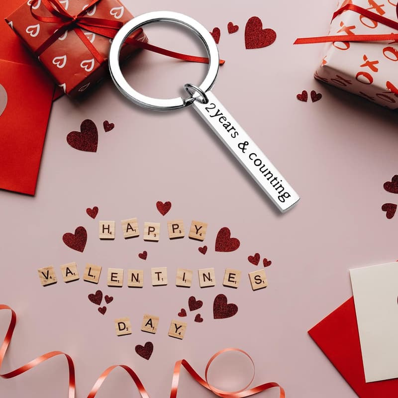 Anniversary Keychain Gift for Couples - Wedding & Valentine's Day