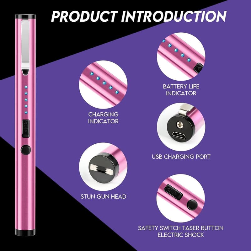 Rechargeable Mini Stun Gun Pen with Flashlight for Safety