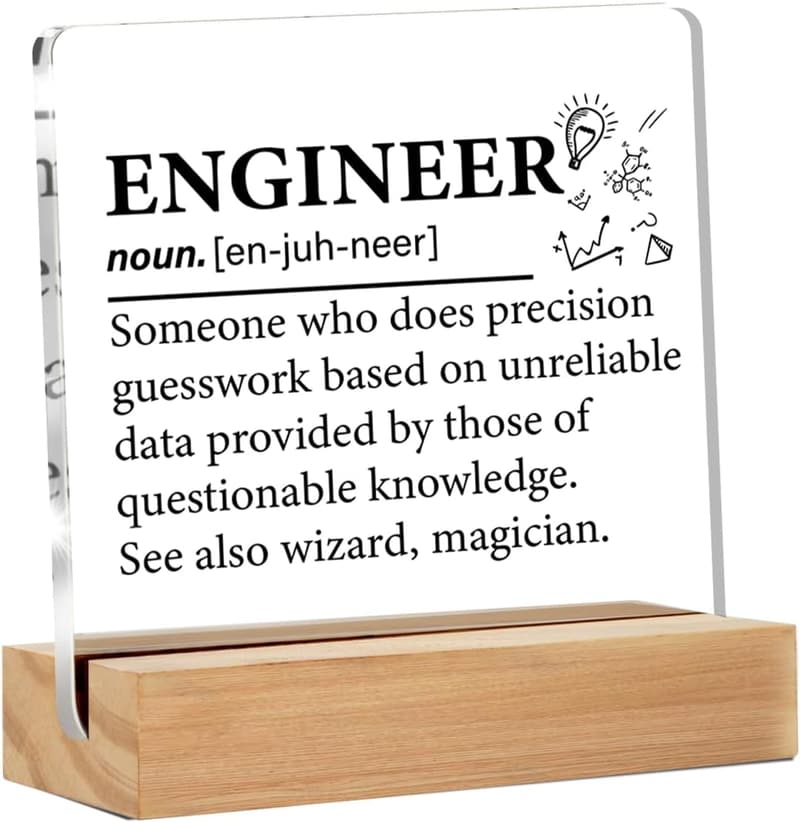 Engineer Definition Clear Acrylic Desk Sign for Home Office