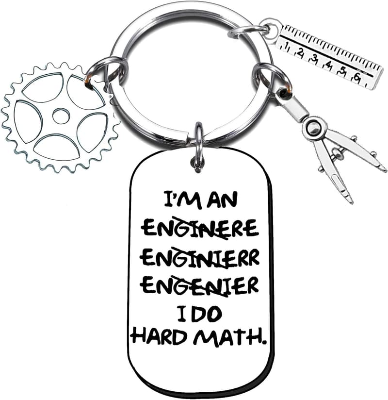 Engineering Graduation Keychain for Men - Funny Mechanical Gift
