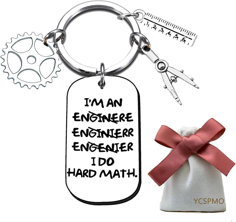Engineering Graduation Keychain for Men - Funny Mechanical Gift