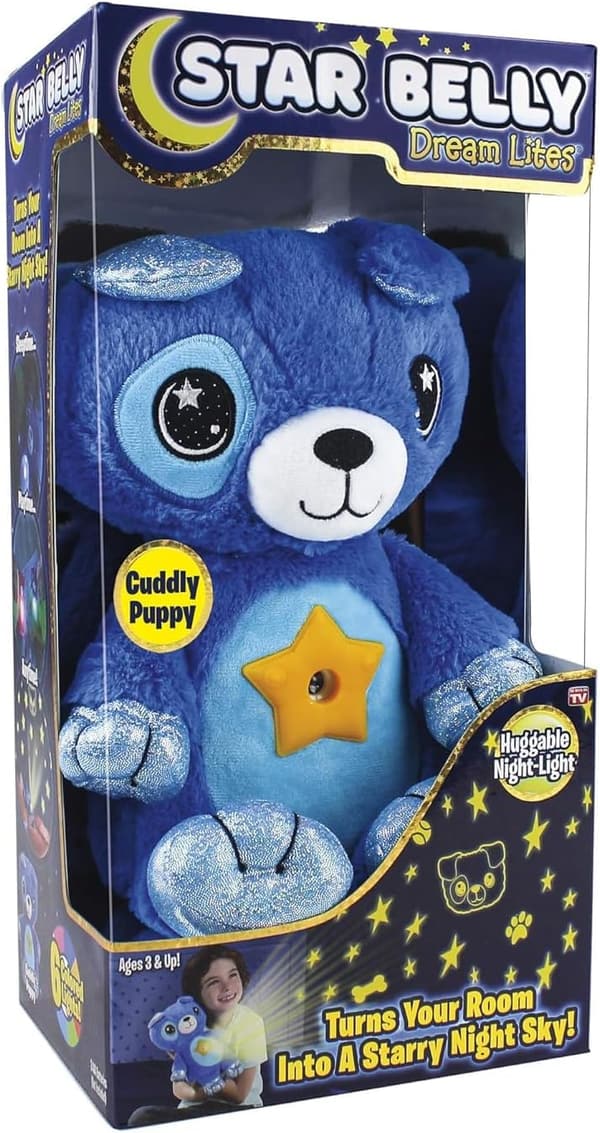 Cuddly Blue Puppy Night Light with Star Projection
