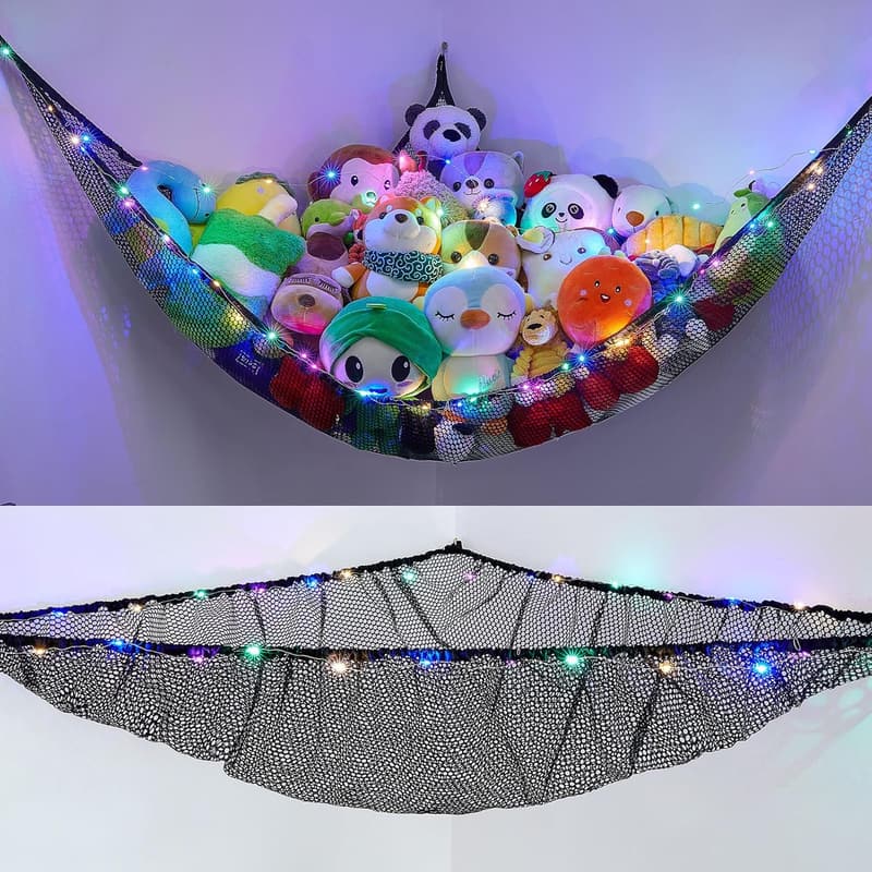 Unicorn Castle Stuffed Animal Storage Organizer with LED Light