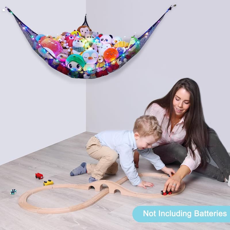 Unicorn Castle Stuffed Animal Storage Organizer with LED Light