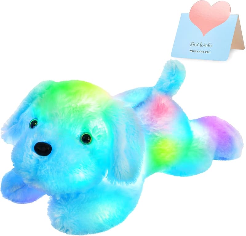 Light Up Puppy Stuffed Animal - LED Plush Night Light for Kids