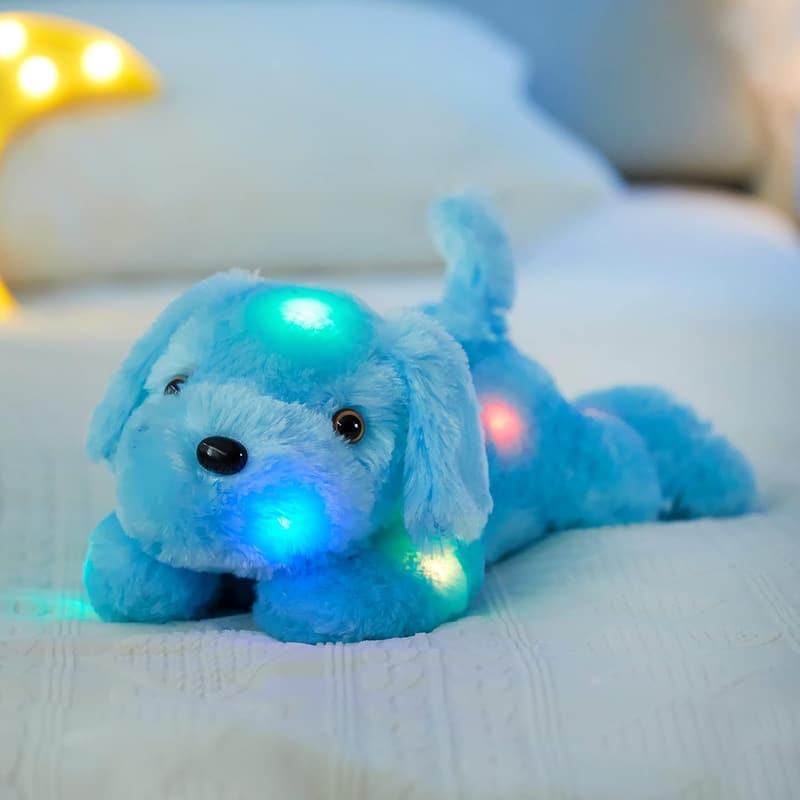 Light Up Puppy Stuffed Animal - LED Plush Night Light for Kids