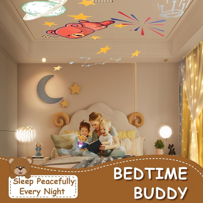 Galaxy Teddy Bear Night Light & Star Projector for Kids - 13''