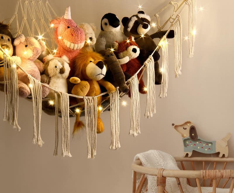 LED Plush Toy Storage Hammock - Cute Nursery Organizer