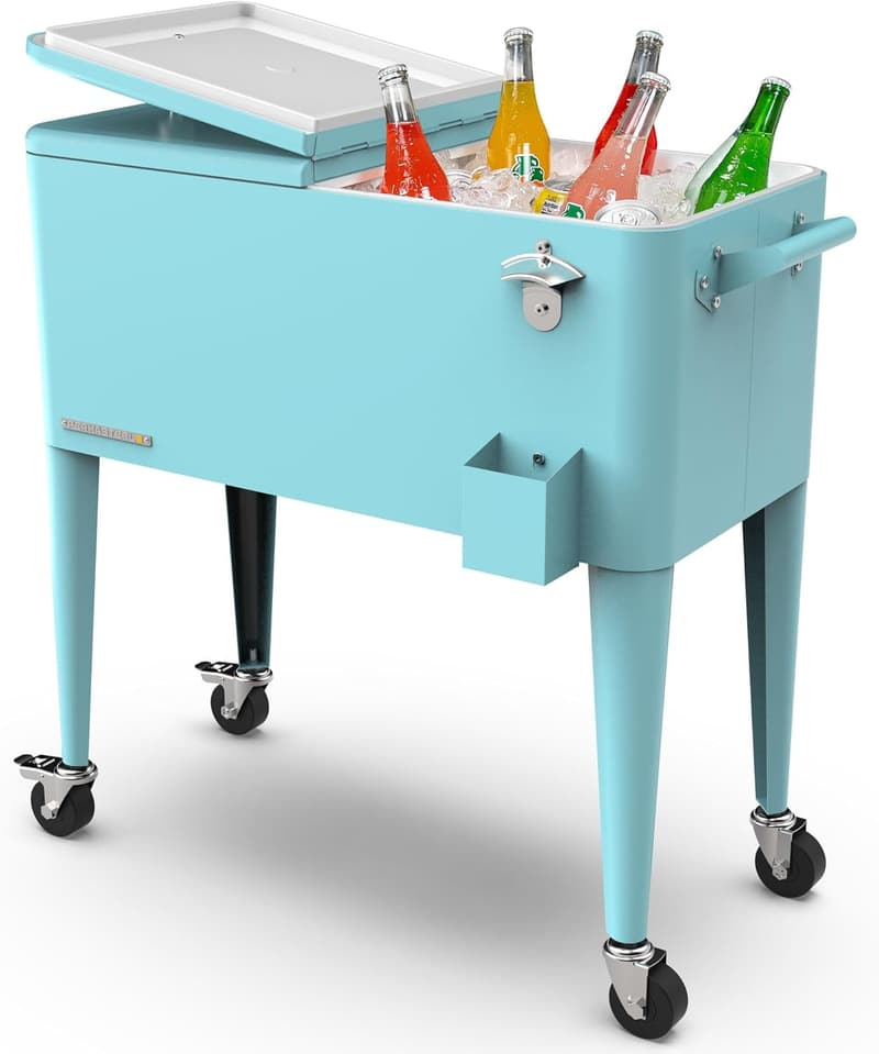 Classic Outdoor Patio Cooler Cart - 80 Qt, Retro Design