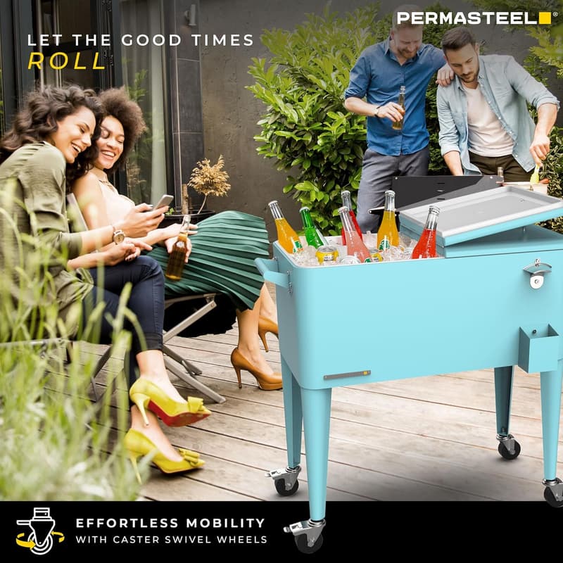 Classic Outdoor Patio Cooler Cart - 80 Qt, Retro Design