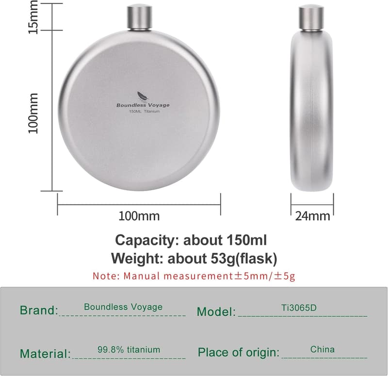 Portable Titanium Hip Flask with Funnel - Gift for Men & Women