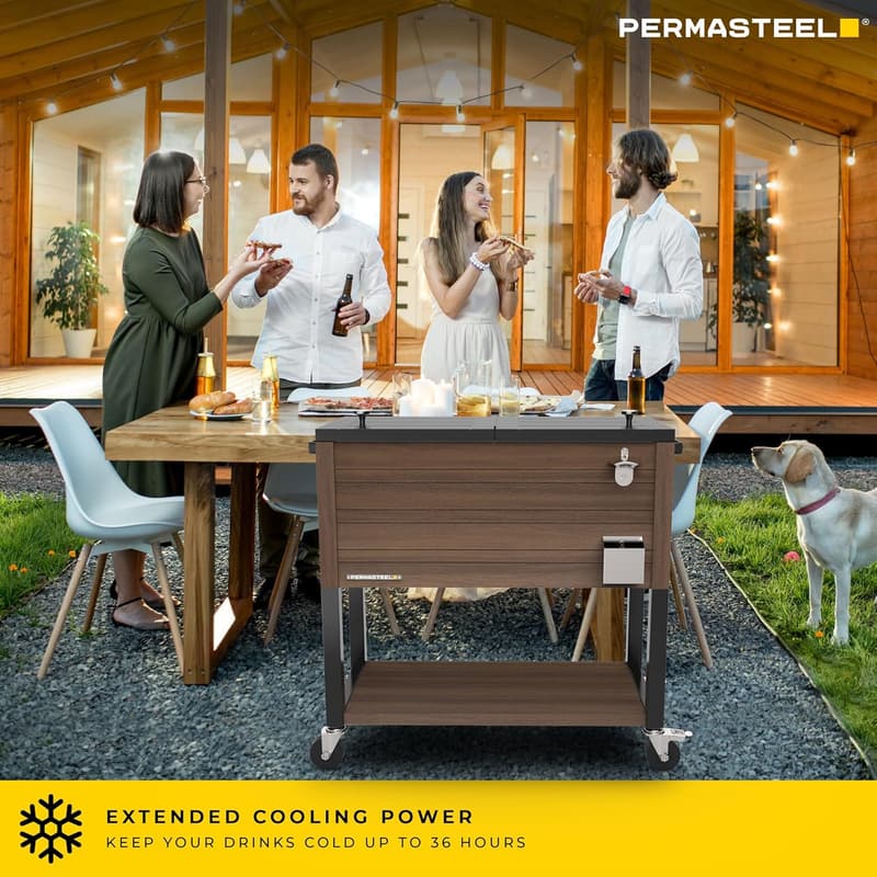 Outdoor Beverage Cooler – 80-Quart Rolling Insulated Patio Cooler