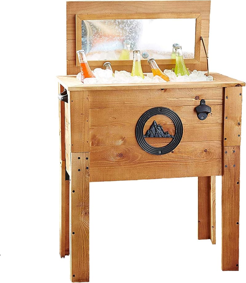 Rustic Brown 45 Qt. Outdoor Beverage Cooler for Patio