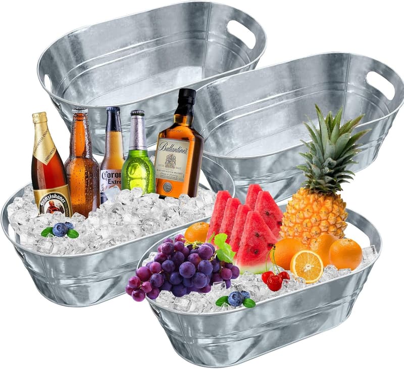 4PCS Galvanized Ice Buckets for Parties and Events