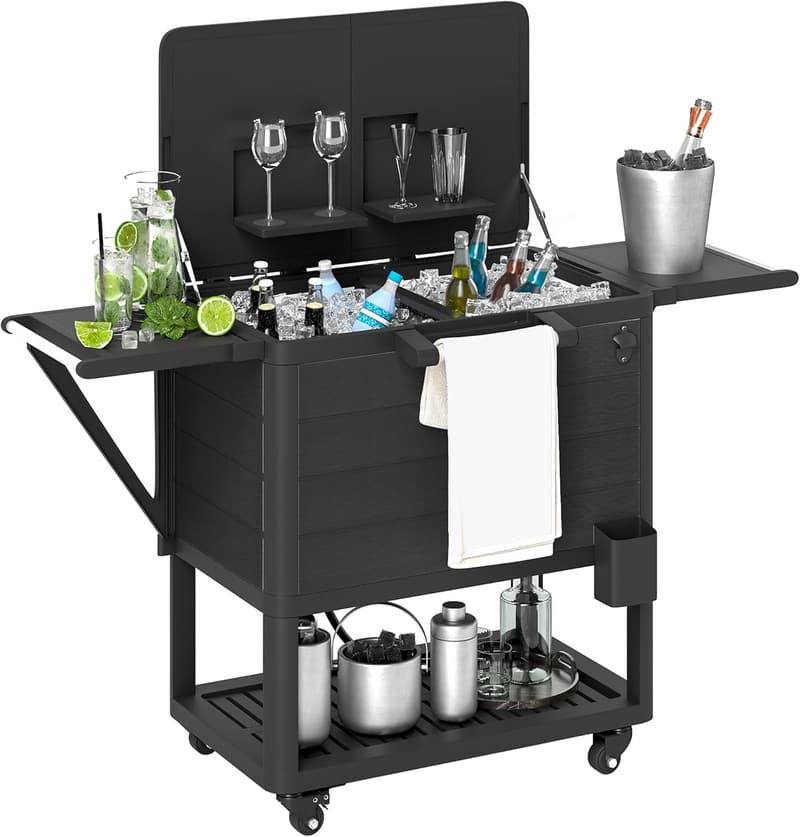 Rolling Ice Chest with Bottle Opener - 104 Qt Outdoor Cooler
