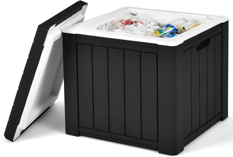 Portable 10-Gallon Ice Cooler and Cocktail Side Table
